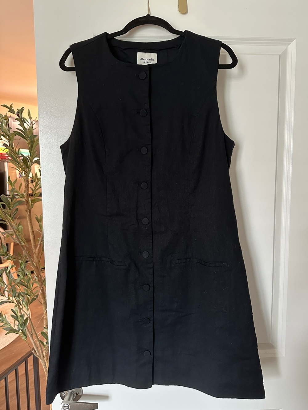 Abercrombie & Fitch Black Mara Linen Blend Mini Dress